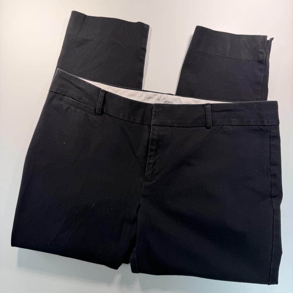 Crown & Ivy Women's‎ Chino Pant Black Straight Leg 14 Cotton Blend